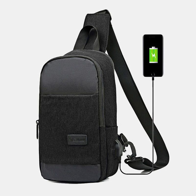 Hommes Oxford Étanche Grande Capacité Usb Chargement Poitrine Sac Messager Sac À Bandoulière