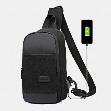 Hommes Oxford Étanche Grande Capacité Usb Chargement Poitrine Sac Messager Sac À Bandoulière