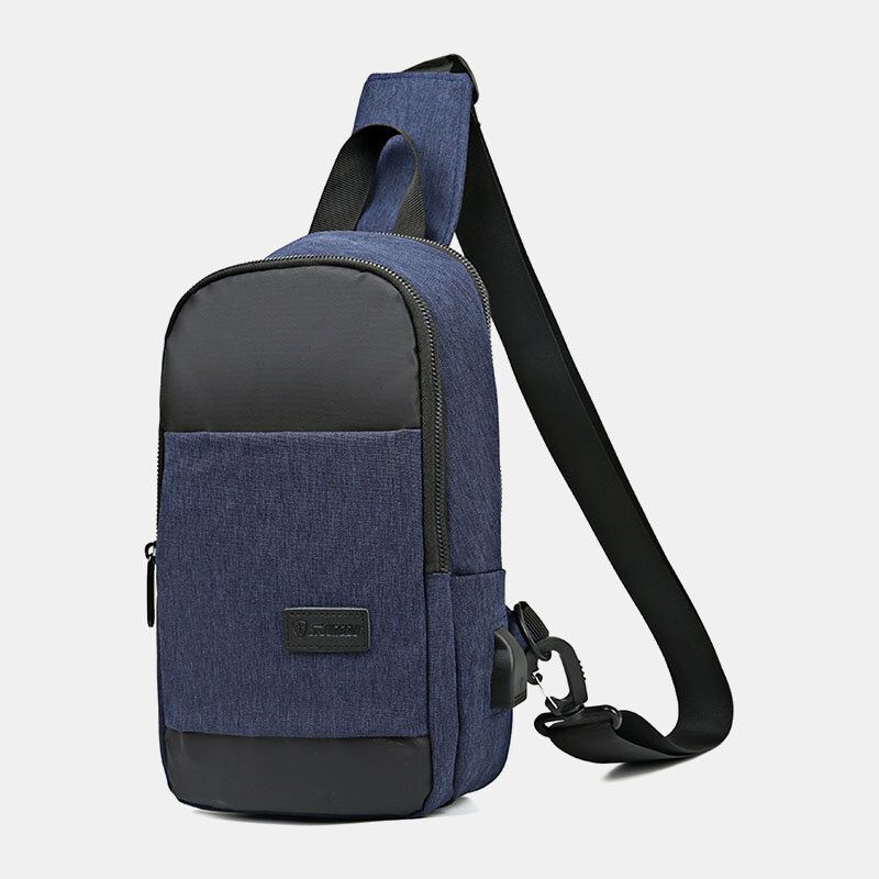 Hommes Oxford Étanche Grande Capacité Usb Chargement Poitrine Sac Messager Sac À Bandoulière