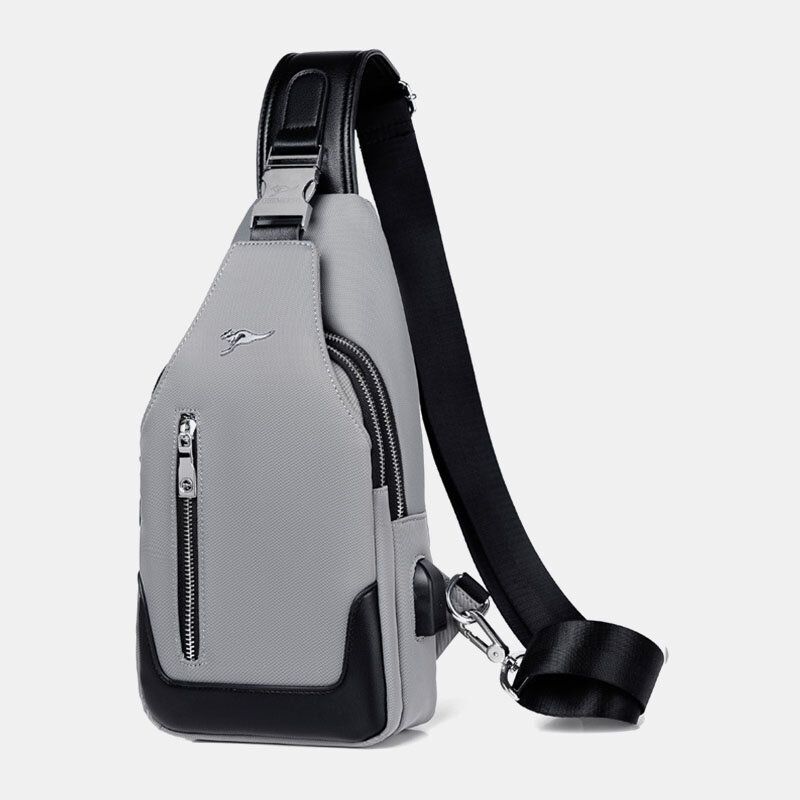 Hommes Oxford Étanche Résistant À L'usure Multifonction Poitrine Sac Usb Charge Multi-poches Bandoulière Sac À Bandoulière