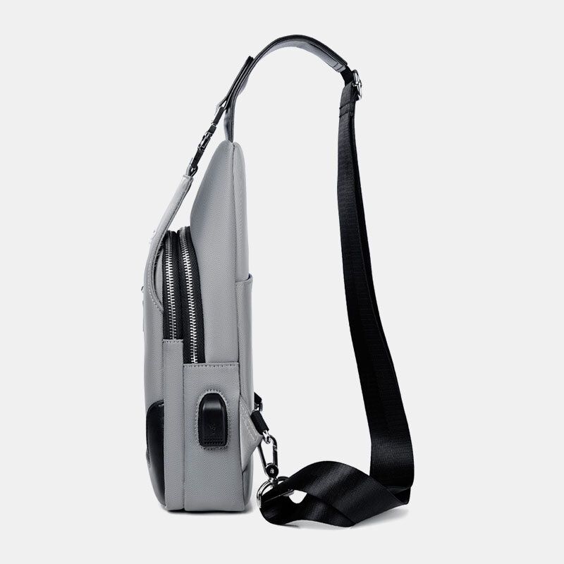 Hommes Oxford Étanche Résistant À L'usure Multifonction Poitrine Sac Usb Charge Multi-poches Bandoulière Sac À Bandoulière