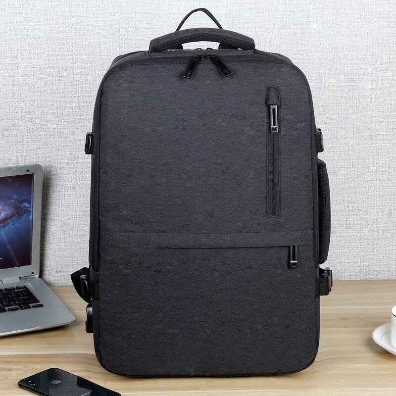 Hommes Oxford Extension Capacité Usb Charge Multi-poches Business Laptop Bag Sac À Dos