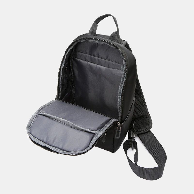 Hommes Oxford Grande Capacité Charge Usb Multi-couches Sac À Bandoulière Étanche Sac De Poitrine Sac À Bandoulière