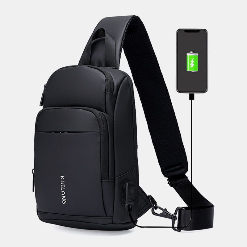 Hommes Oxford Grande Capacité Usb Charge Poitrine Sac Mode Casual Bus Sauvage Carte Conception De Poche Sac À Bandoulière Sac À Bandoulière