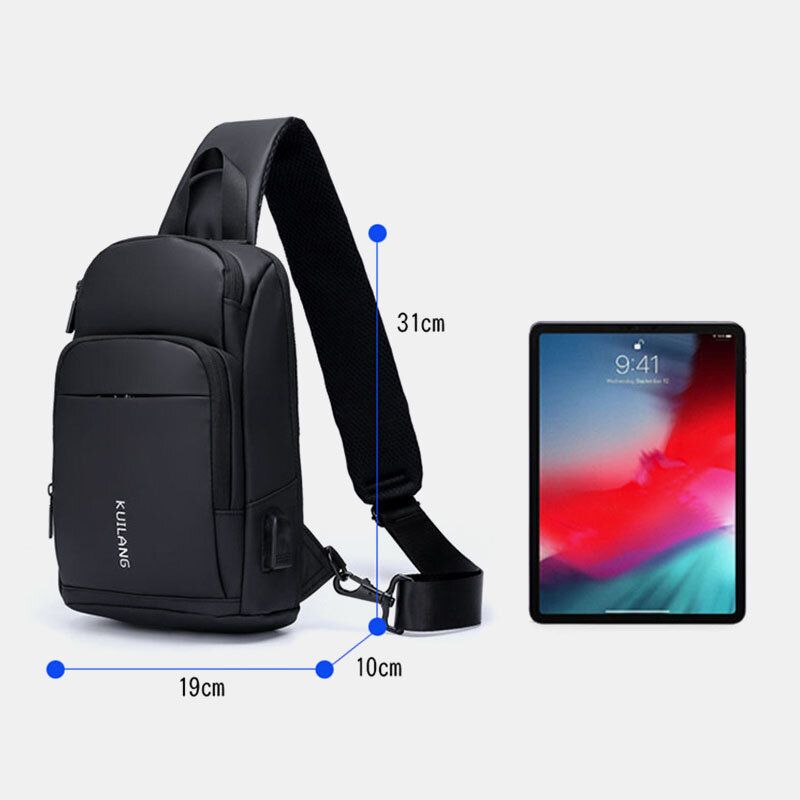 Hommes Oxford Grande Capacité Usb Charge Poitrine Sac Mode Casual Bus Sauvage Carte Conception De Poche Sac À Bandoulière Sac À Bandoulière