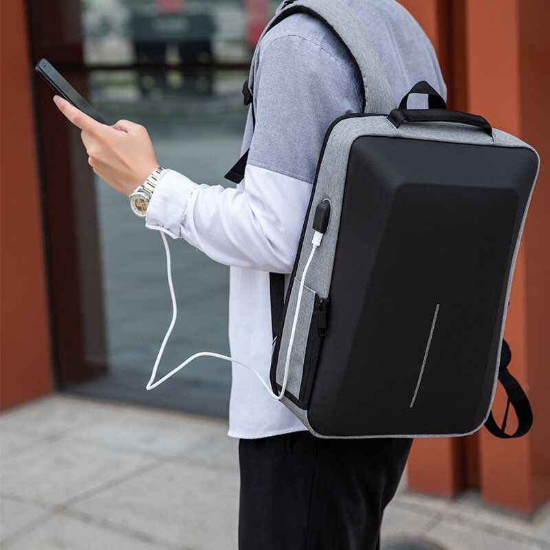 Hommes Oxford Tissu Grande Capacité Étanche Usb Charge 16 Pouces Sac Pour Ordinateur Portable Anti-vol Affaires En Plein Air Sac À Main Sac À Dos