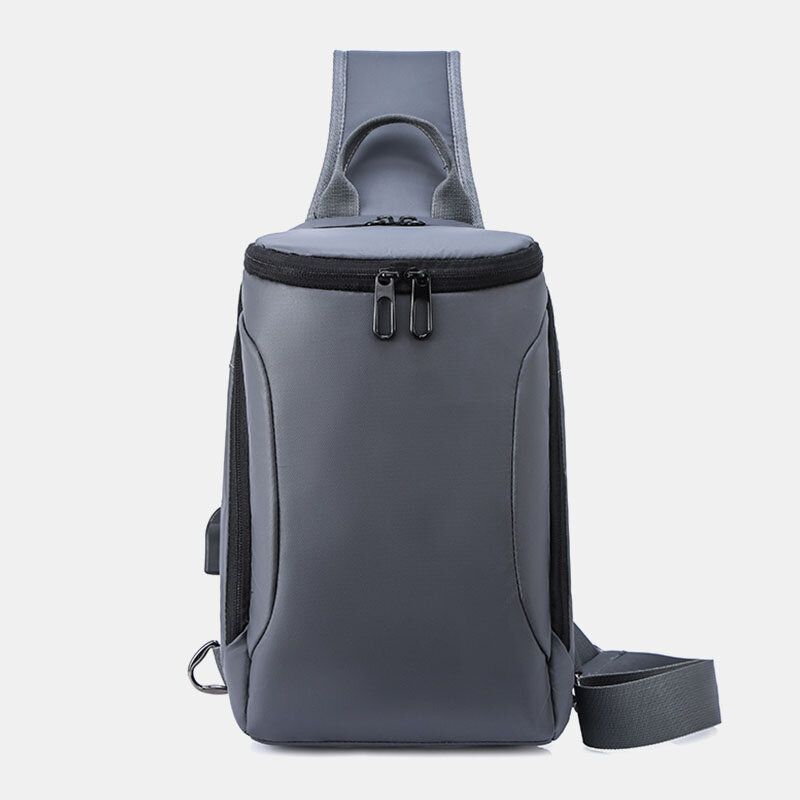 Hommes Oxford Usb Charge Anti-vol Poitrine Sac Polyvalent Grande Capacité Étanche Nuit Bande Réfléchissante Conception Sacs À Bandoulière