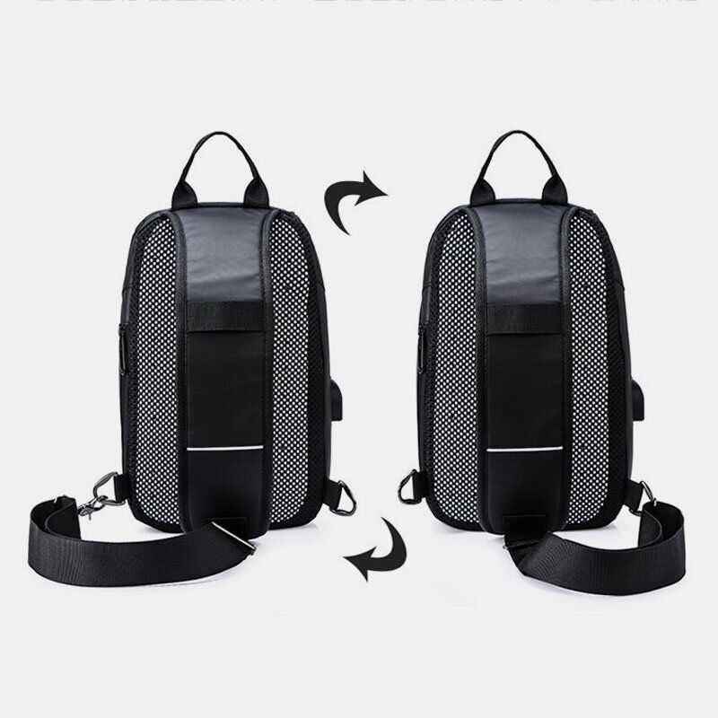 Hommes Oxford Usb Charge Anti-vol Poitrine Sac Polyvalent Grande Capacité Étanche Nuit Bande Réfléchissante Conception Sacs À Bandoulière