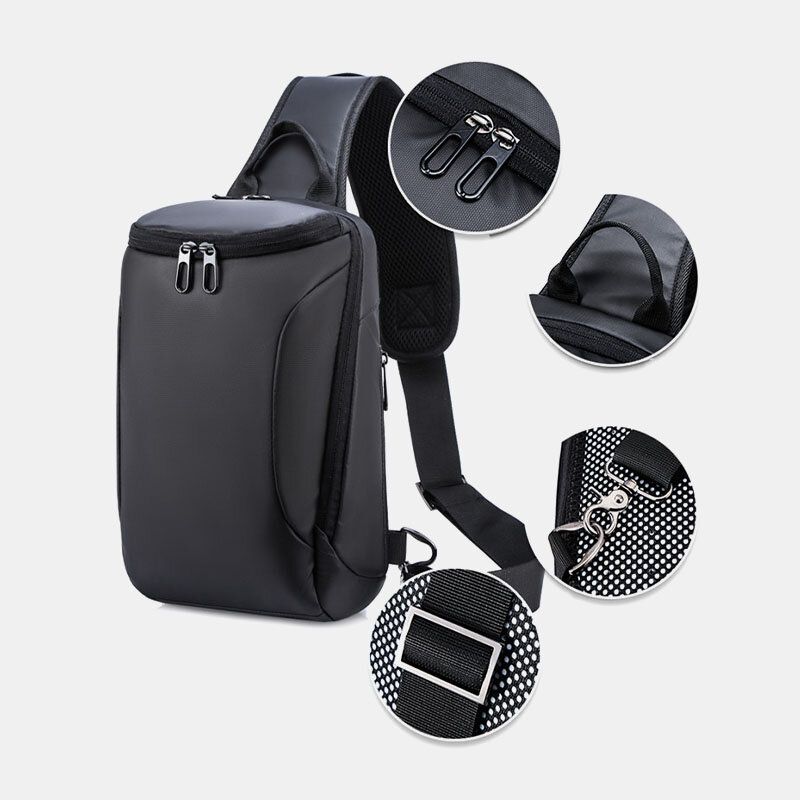 Hommes Oxford Usb Charge Anti-vol Poitrine Sac Polyvalent Grande Capacité Étanche Nuit Bande Réfléchissante Conception Sacs À Bandoulière