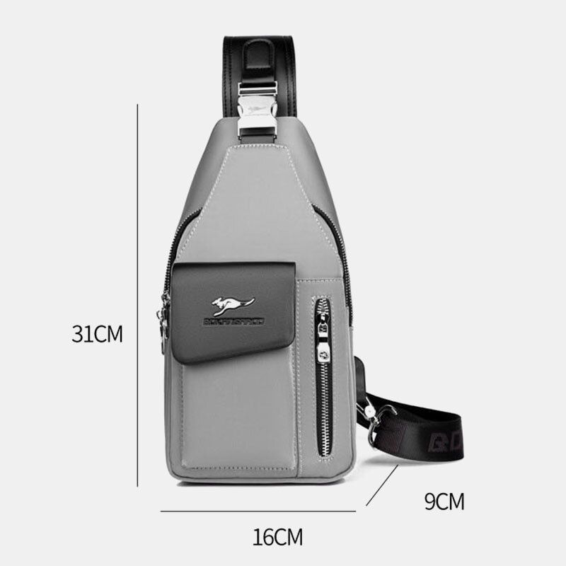 Hommes Oxford Usb Charge Casque Trou Conception Poitrine Sac Multifonction Multi-poches Étanche Bandoulière Sac À Bandoulière