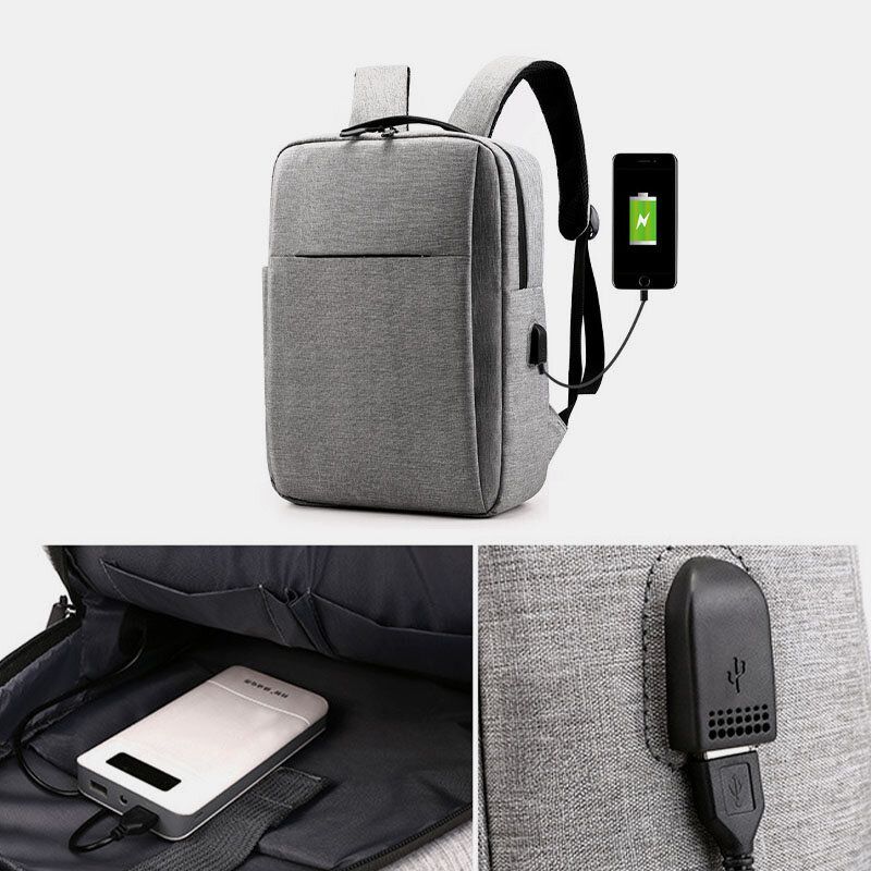 Hommes Oxford Usb Chargeant Léger Grande Capacité 15.6 Pouces Sac Pour Ordinateur Portable Sac À Dos