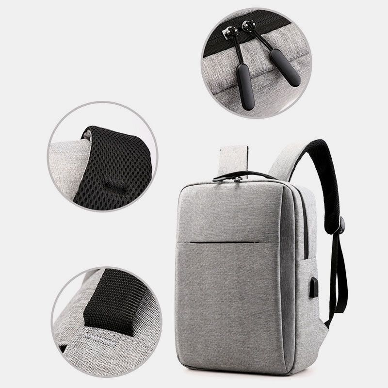 Hommes Oxford Usb Chargeant Léger Grande Capacité 15.6 Pouces Sac Pour Ordinateur Portable Sac À Dos