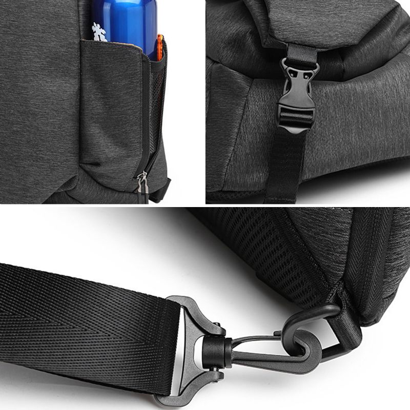 Hommes Oxfords Tissu Sport Étanche Usb Conception De Charge Sac À Bandoulière Sangle Réglable Sac De Poitrine Décontracté