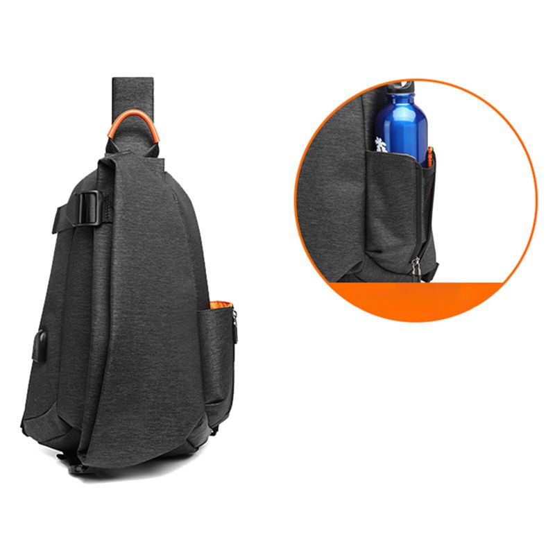 Hommes Oxfords Tissu Sport Étanche Usb Conception De Charge Sac À Bandoulière Sangle Réglable Sac De Poitrine Décontracté