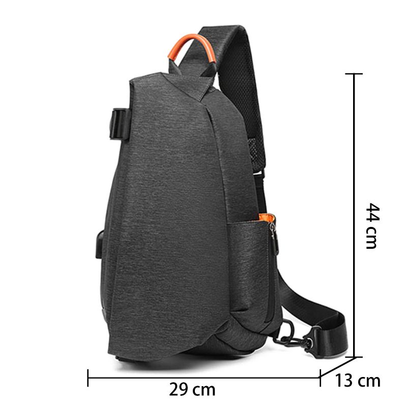 Hommes Oxfords Tissu Sport Étanche Usb Conception De Charge Sac À Bandoulière Sangle Réglable Sac De Poitrine Décontracté