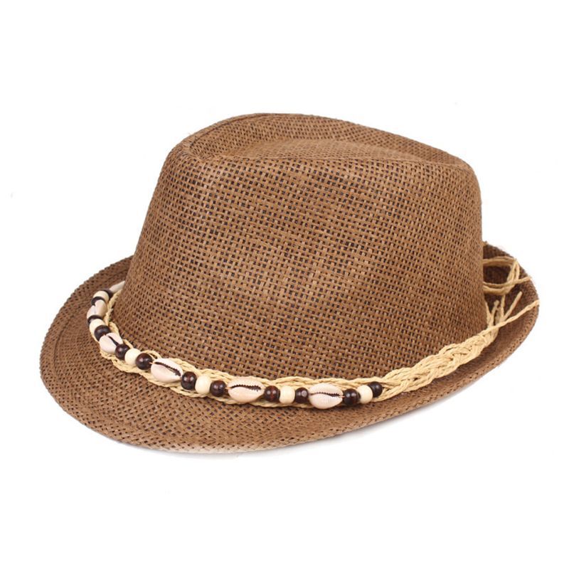 Hommes Paille Casual Vacances All-match Respirant Parasol Top Chapeaux Chapeaux Plats