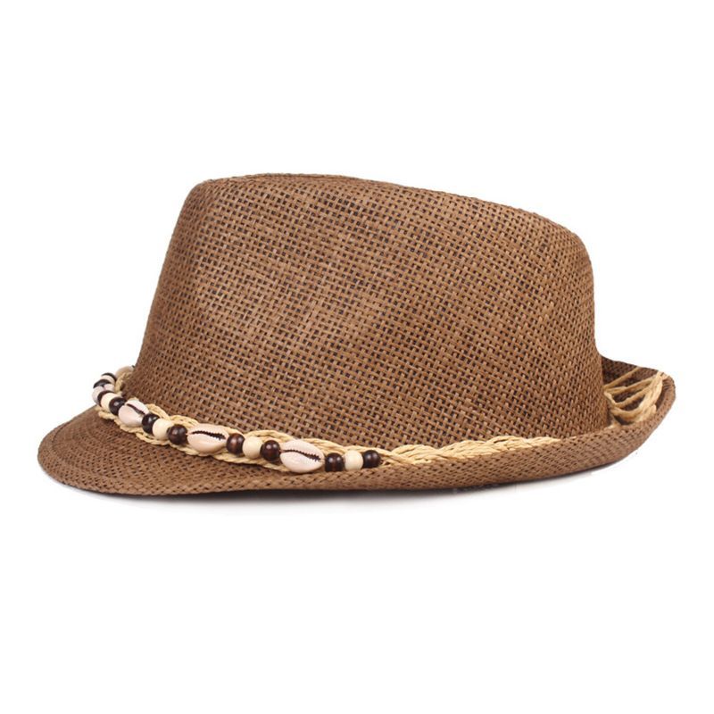 Hommes Paille Casual Vacances All-match Respirant Parasol Top Chapeaux Chapeaux Plats