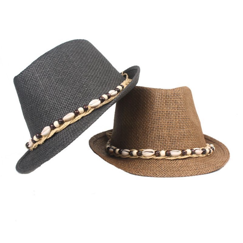 Hommes Paille Casual Vacances All-match Respirant Parasol Top Chapeaux Chapeaux Plats