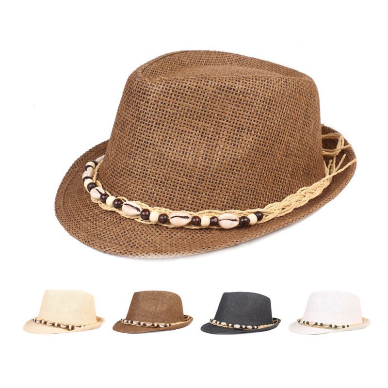 Hommes Paille Casual Vacances All-match Respirant Parasol Top Chapeaux Chapeaux Plats