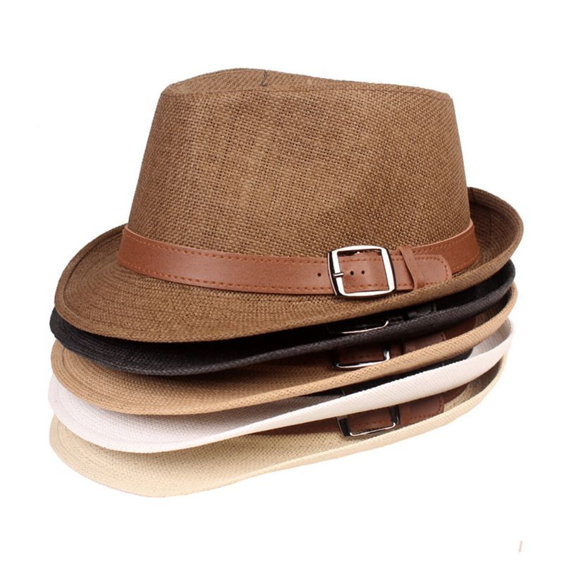 Hommes Paille Casual Vintage All-match Respirant Parasol Top Chapeaux Chapeaux Plats