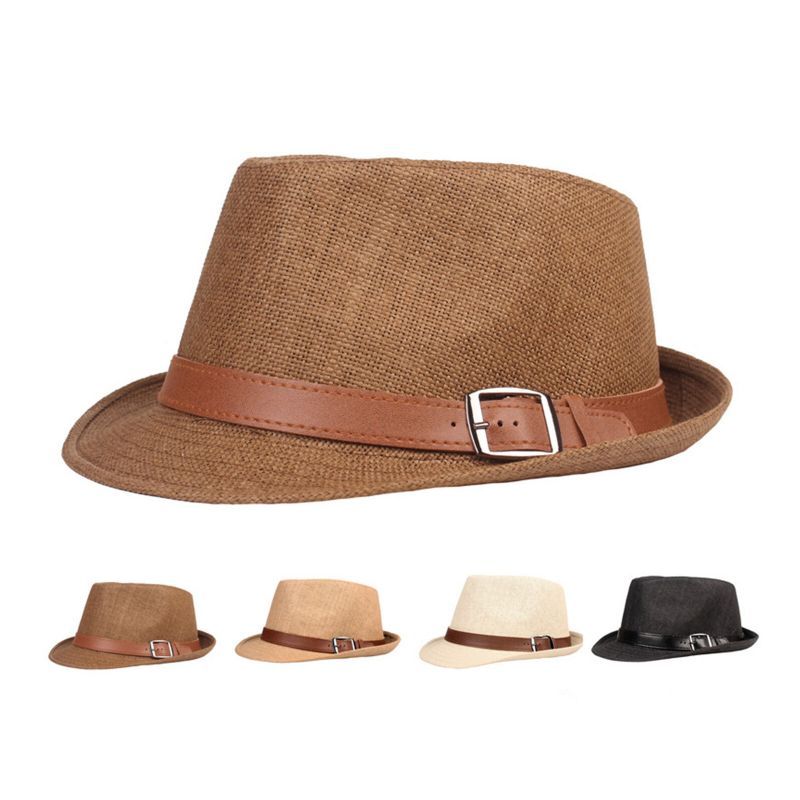 Hommes Paille Casual Vintage All-match Respirant Parasol Top Chapeaux Chapeaux Plats