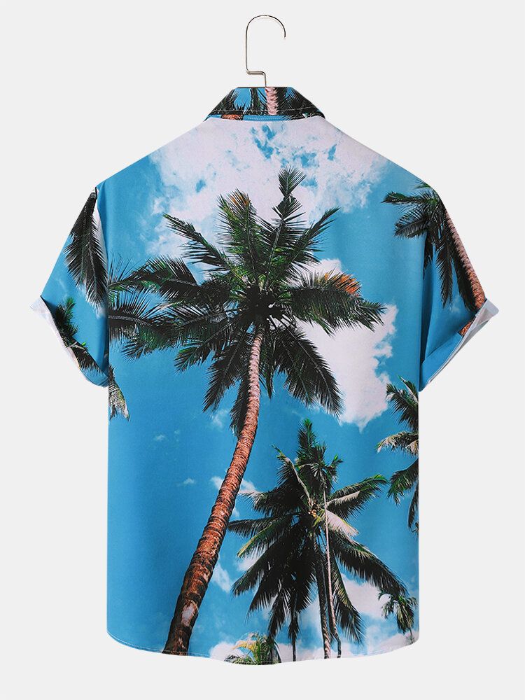 Hommes Palm Tree Print Hawaii Style Graceful Leisure Chemises Assorties Pour La Peau