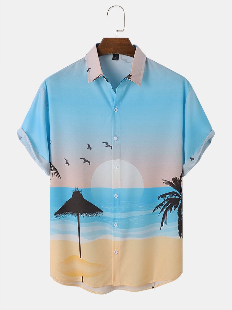 Hommes Paysage Hawaii Style Casual Skin Friendly All Matched Soft Shirts