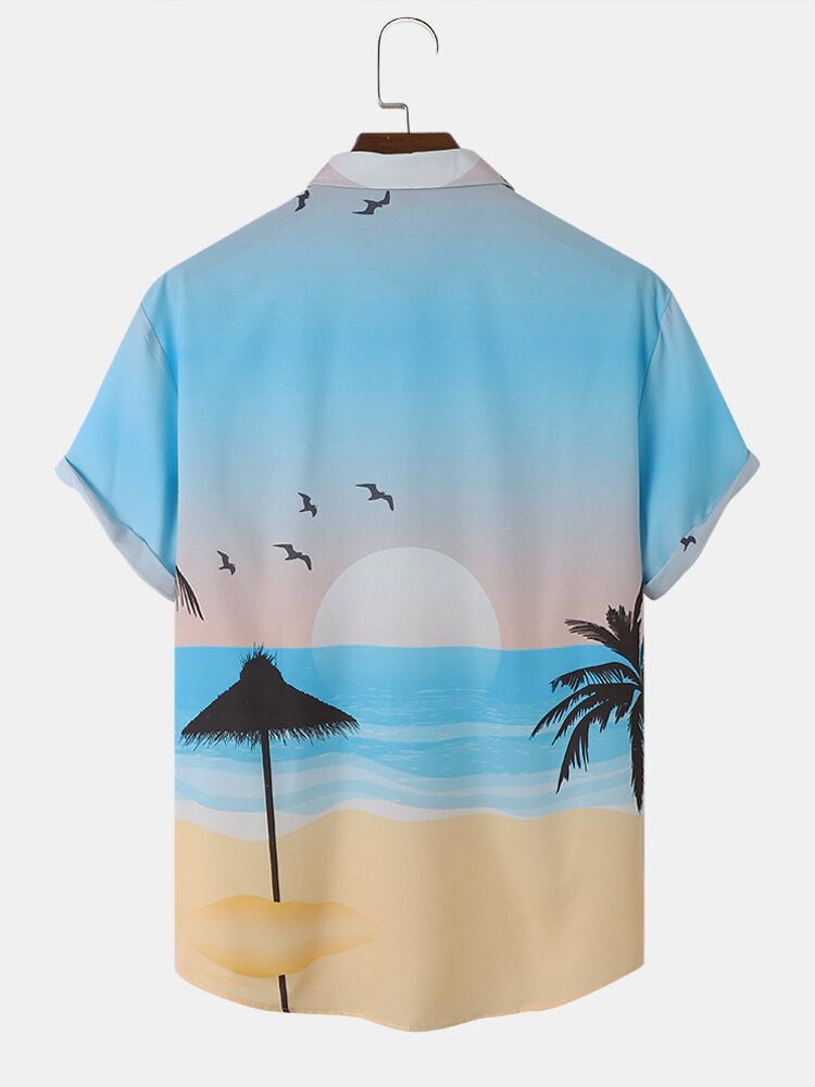 Hommes Paysage Hawaii Style Casual Skin Friendly All Matched Soft Shirts