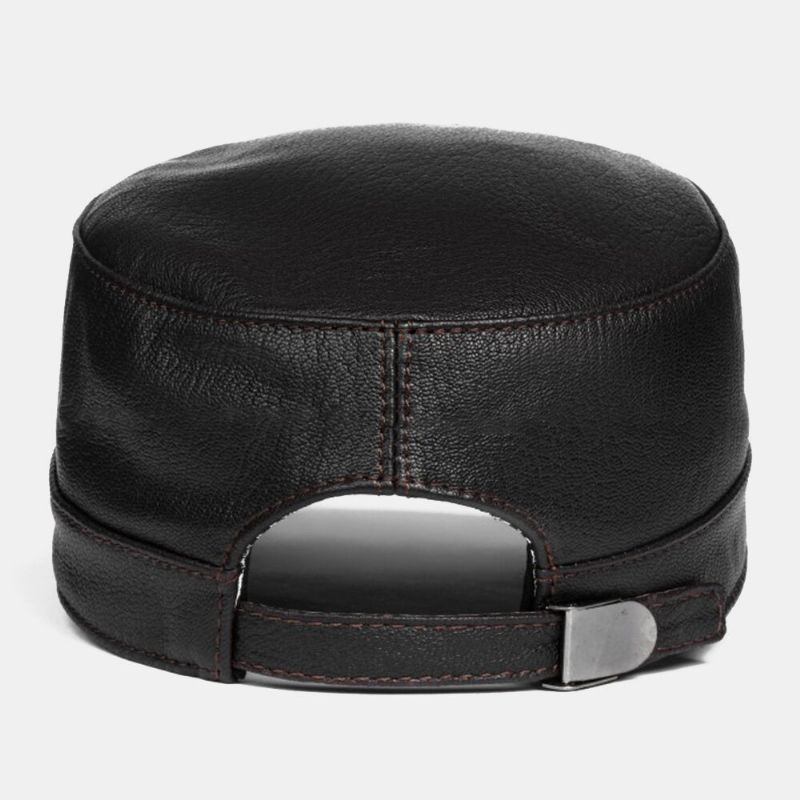 Hommes En Peau De Mouton Mince Réglable Casquette Militaire Décontracté Extérieur Respirant À Bord Court Casquette Plate Armée Casquette Cadet Chapeau