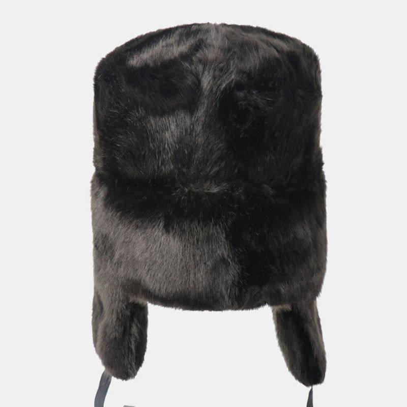 Hommes En Peluche Métal Badge Chaud Coupe-vent Oreille Protection Trappeur Chapeau Hiver Extérieur Résistant Au Froid Ushanka Chapeau