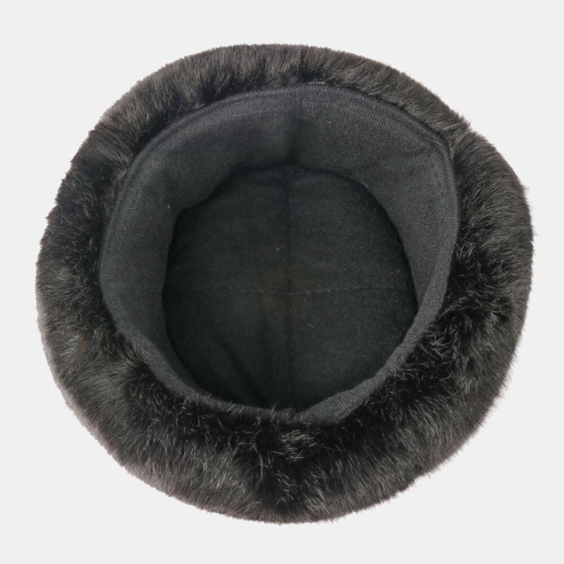 Hommes En Peluche Métal Badge Chaud Coupe-vent Oreille Protection Trappeur Chapeau Hiver Extérieur Résistant Au Froid Ushanka Chapeau