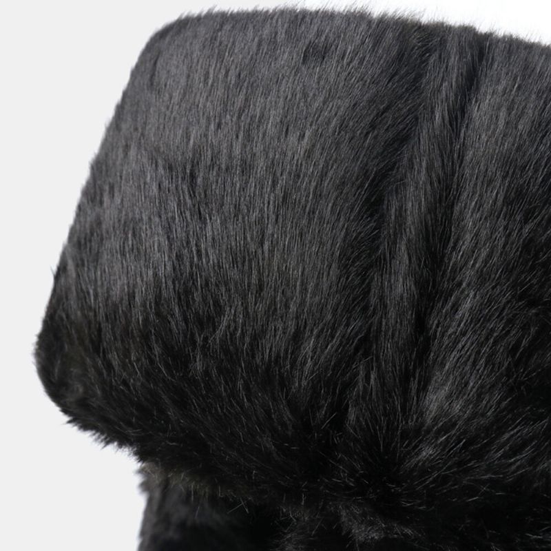 Hommes En Peluche Métal Badge Chaud Coupe-vent Oreille Protection Trappeur Chapeau Hiver Extérieur Résistant Au Froid Ushanka Chapeau