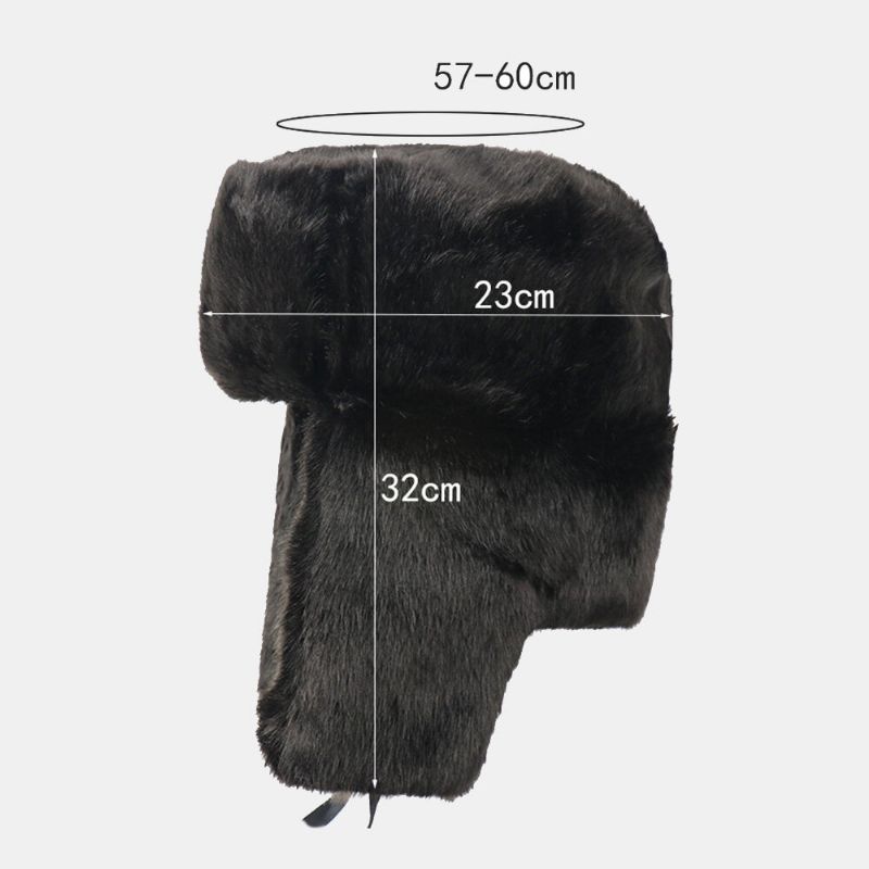 Hommes En Peluche Métal Badge Chaud Coupe-vent Oreille Protection Trappeur Chapeau Hiver Extérieur Résistant Au Froid Ushanka Chapeau