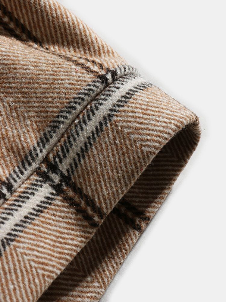 Hommes Plaid Double Poche Chaud À Manches Longues Épais Casual Veste En Laine