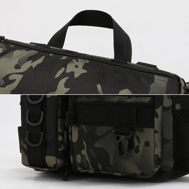 Hommes Poissons Sac Multi-poches En Plein Air Tactique Sac Bandoulière Sac Taille Sac Oxford Camo Motif