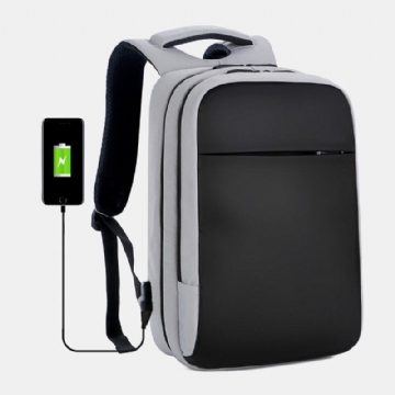 Hommes Polyester 15.6 Pouces Usb Chargeant Un Sac À Dos Étanche Pour Ordinateur Portable D'affaires