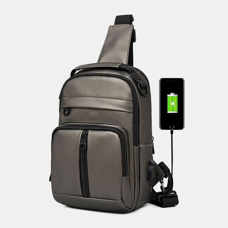 Hommes Polyester Multi-transport Capacité Moyenne Avec Sac De Poitrine De Chargement Usb Sac À Bandoulière