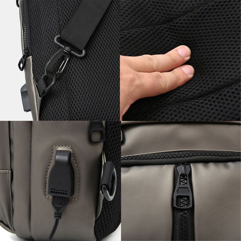 Hommes Polyester Multi-transport Capacité Moyenne Avec Sac De Poitrine De Chargement Usb Sac À Bandoulière