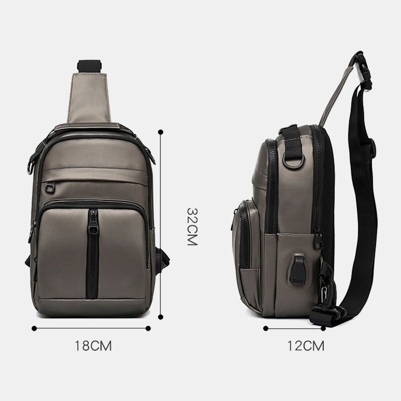 Hommes Polyester Multi-transport Capacité Moyenne Avec Sac De Poitrine De Chargement Usb Sac À Bandoulière