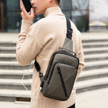 Hommes Polyester Multi-transport Capacité Moyenne Avec Sac De Poitrine De Chargement Usb Sac À Bandoulière