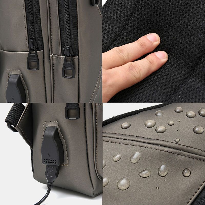 Hommes Polyester Multi-transport Capacité Moyenne Avec Sac De Poitrine De Chargement Usb Sac À Bandoulière