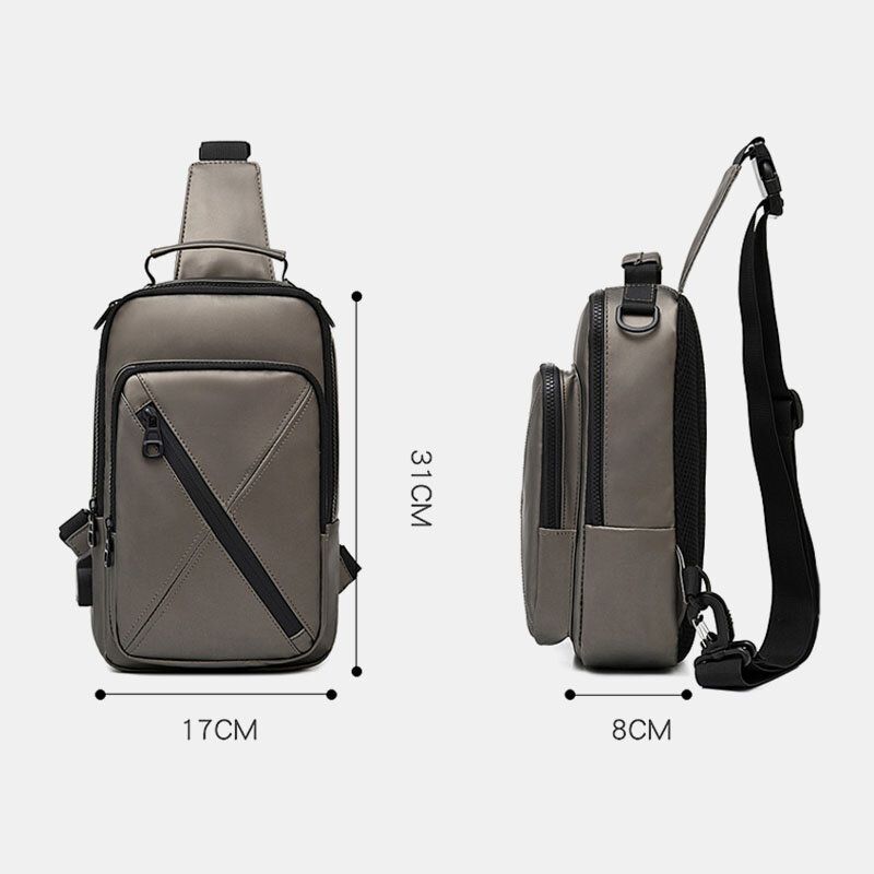 Hommes Polyester Multi-transport Capacité Moyenne Avec Sac De Poitrine De Chargement Usb Sac À Bandoulière