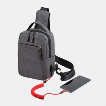 Hommes Polyester Usb Chargeant Grande Capacité Multi-couches Business Crossbody Bag Chest Bag Sling Bag