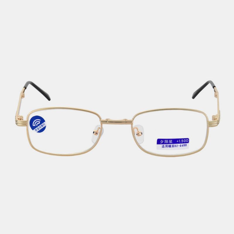 Hommes Portable Plein Cadre Pliable Mode Résine Anti-bleu Lunettes De Lecture Hypermétropie Lunettes Presbytie Lunettes Avec Boîte En Cuir