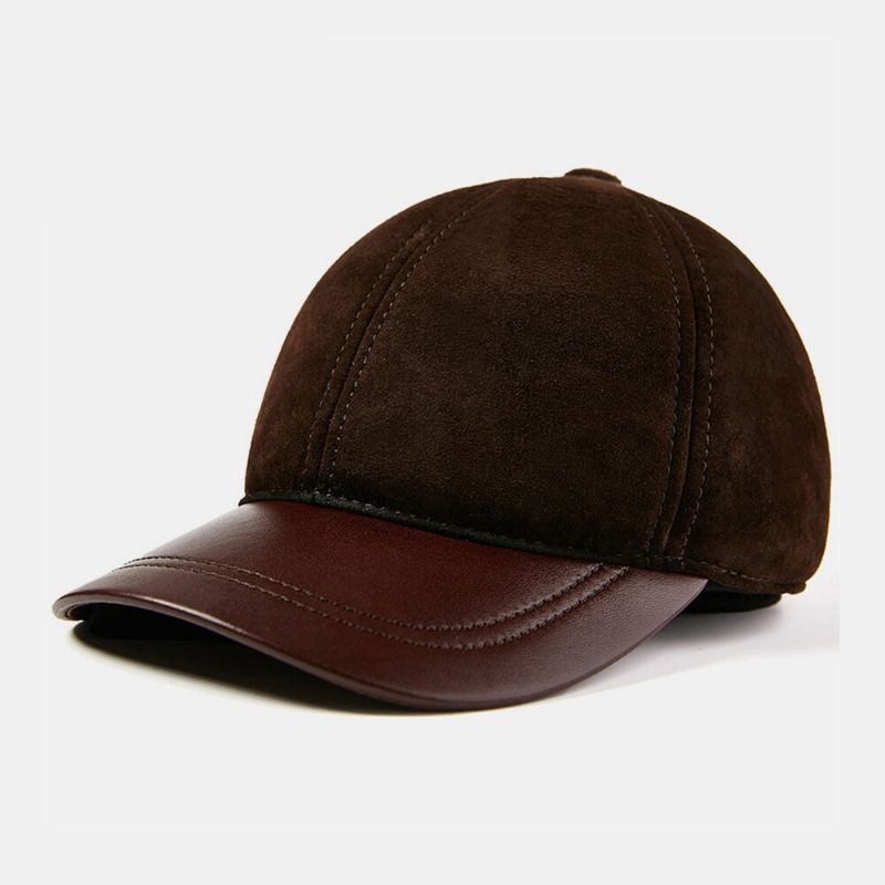 Hommes Première Couche En Peau De Mouton Polaire Automne Hiver Chaud Casquette De Baseball Réglable Mince-léger Tendance Protection Contre Le Froid Chapeau