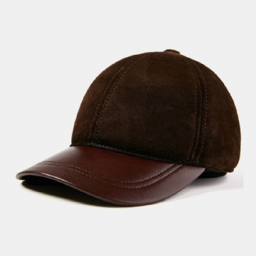 Hommes Première Couche En Peau De Mouton Polaire Automne Hiver Chaud Casquette De Baseball Réglable Mince-léger Tendance Protection Contre Le Froid Chapeau