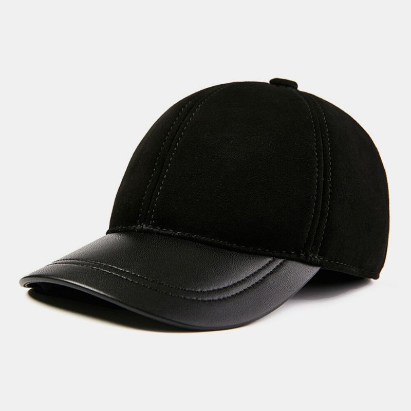 Hommes Première Couche En Peau De Mouton Polaire Automne Hiver Chaud Casquette De Baseball Réglable Mince-léger Tendance Protection Contre Le Froid Chapeau