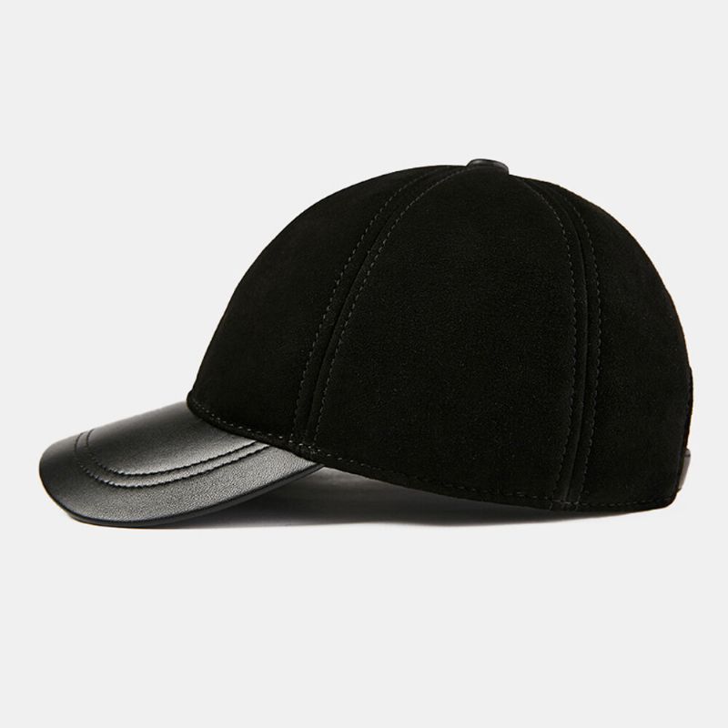 Hommes Première Couche En Peau De Mouton Polaire Automne Hiver Chaud Casquette De Baseball Réglable Mince-léger Tendance Protection Contre Le Froid Chapeau