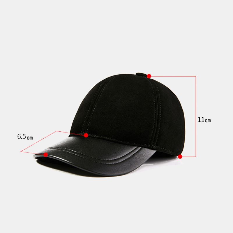 Hommes Première Couche En Peau De Mouton Polaire Automne Hiver Chaud Casquette De Baseball Réglable Mince-léger Tendance Protection Contre Le Froid Chapeau