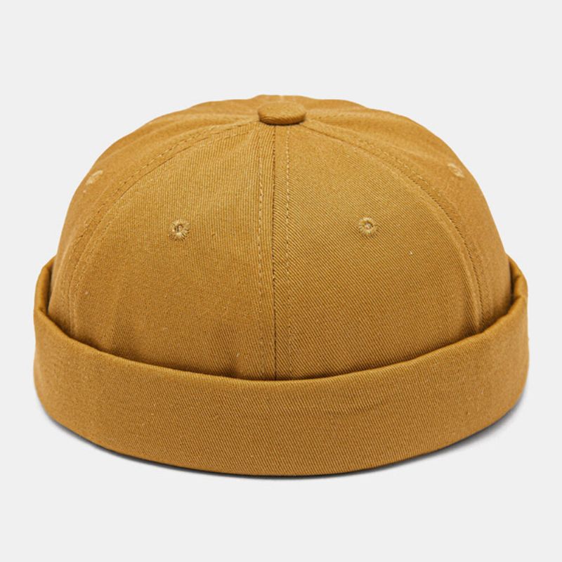 Hommes Propriétaire Cap Coton Dôme Lettre Patch Mode Brimless Beanie Skull Cap